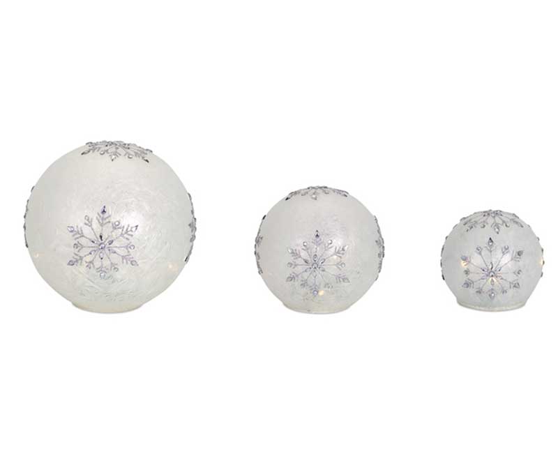 LED SNOWFLAKE GLOBES W/6 HR TIMER (SET OF 3) - Image 2